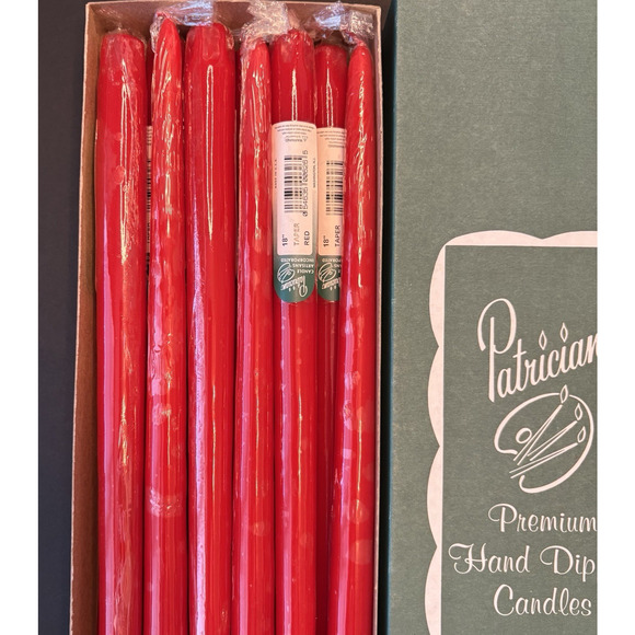 Box of 12 Patrician Red Classic 18" Hand Dipped Dripless Taper Dinner Candles - Picture 3 of 5